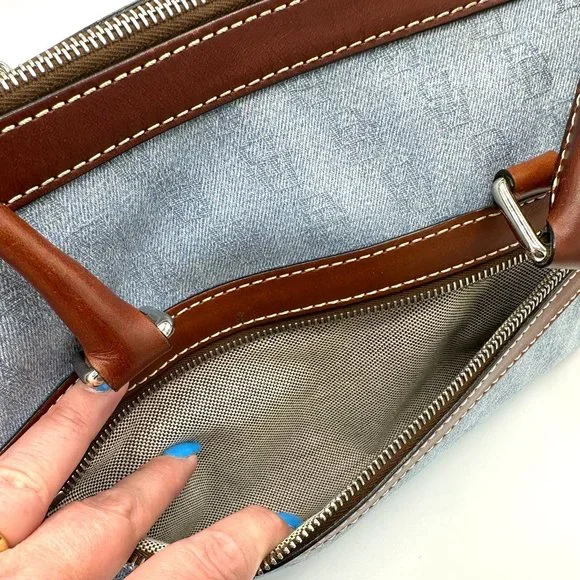 Vintage DOONEY & BOURKE Y2K Sig Double Pocket Denim Canvas Satchel - Picture 5 of 16